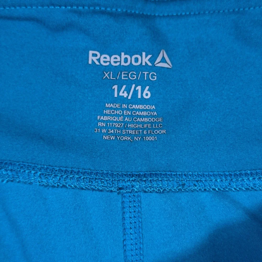 Reebok Youth Girls XL 14/16 Teal Blue Performance Leggings with Side Pockets